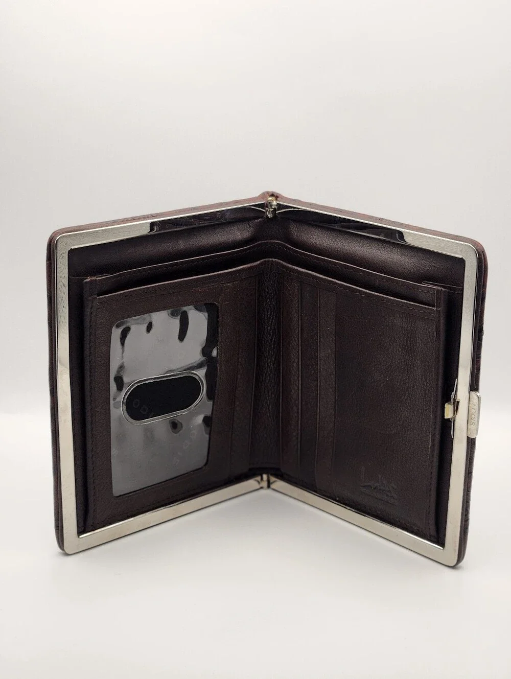 Lodis Los Angeles Framed Leather Kiss-Lock Wallet - Brown